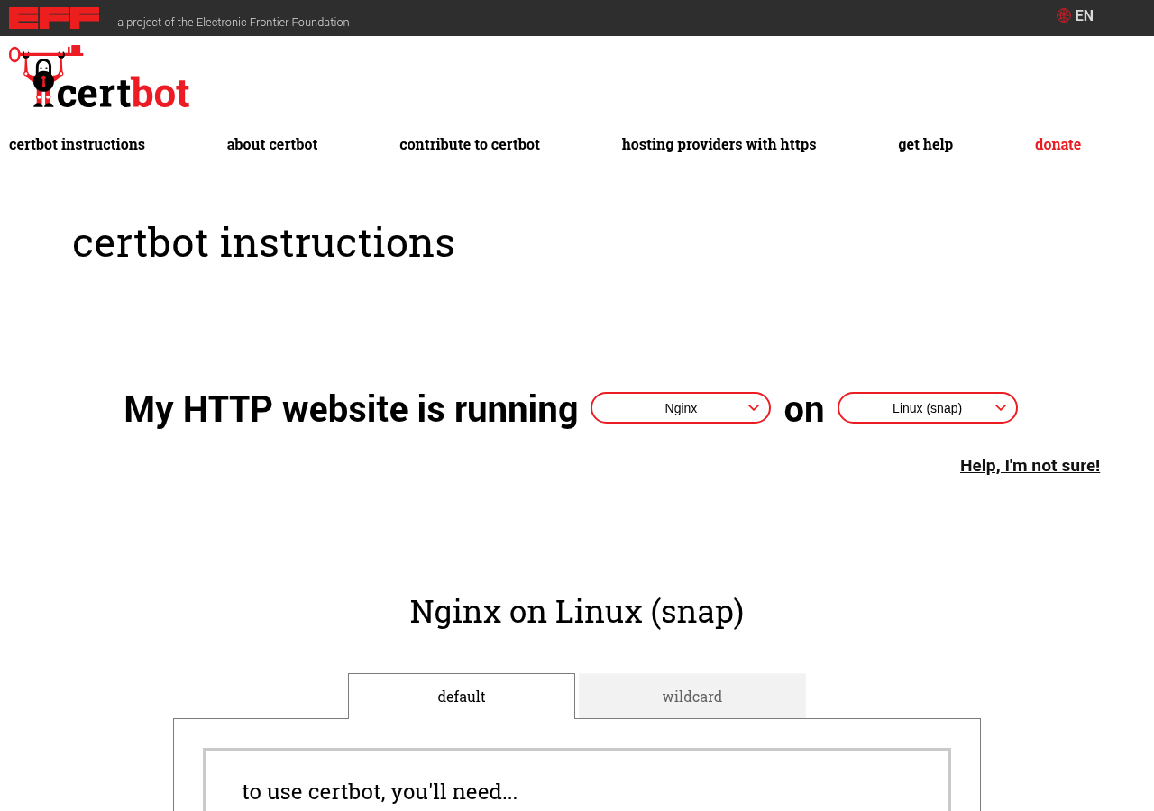 Certbot 官方安装向导(选择 Nginx + Linux (snap))