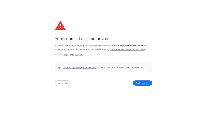 证书过期:整页红屏,错误码 NET::ERR_CERT_DATE_INVALID