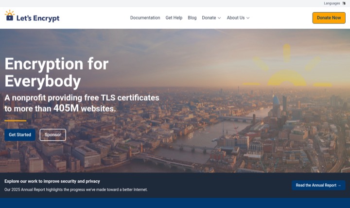 Let's Encrypt 官网首页（letsencrypt.org）
